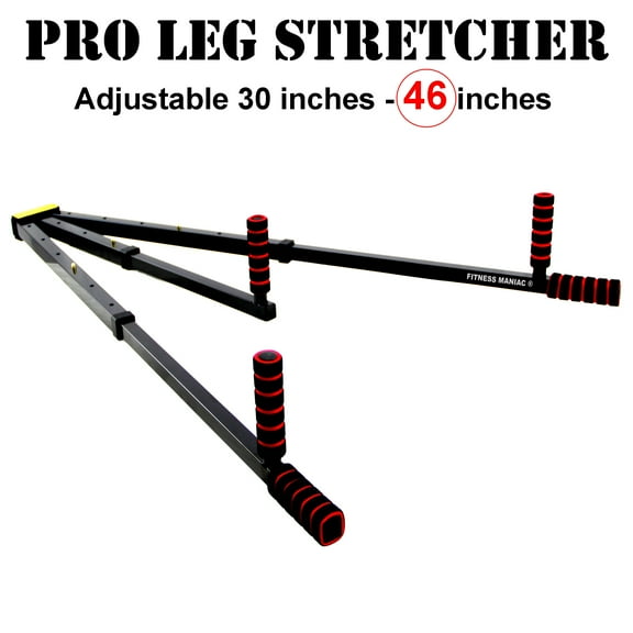 Fitness Maniac Pro Adjustable 3 Bar Leg Stretcher 30-46 Inch Stretching Machine Martial Arts Training Red Black Heavy Duty Gymnastic Portable Flexibility Arts Stretch Yoga Gym Steel