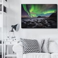 thumbnail image 2 of wall26 - Green Northern Lights Over an Ocean Filled with Rocks - Canvas Art Home Art - 32x48 inches, 2 of 4
