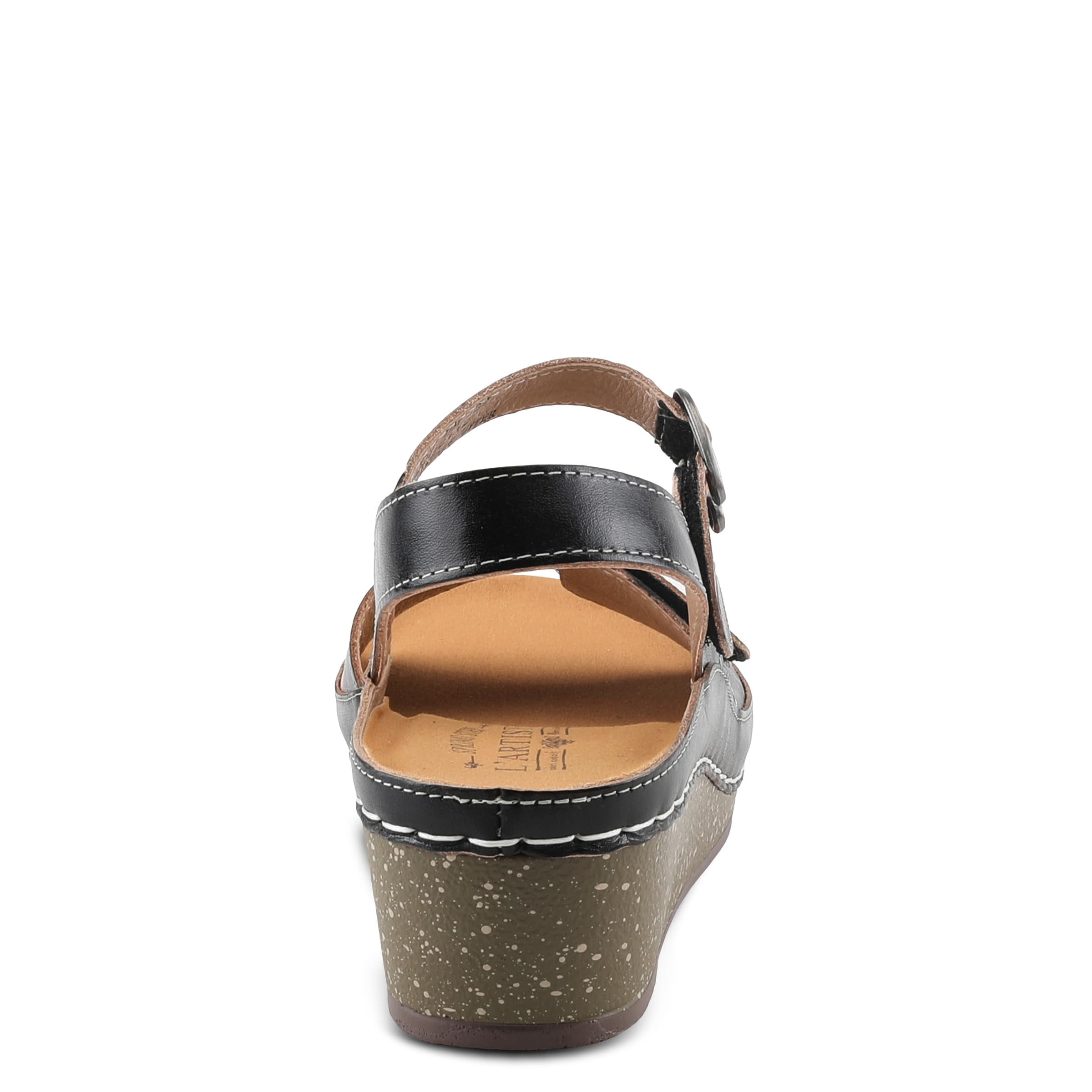 Spring Step L'Artiste Women's Roshni  Hand-Painted Floral Leather Wedge Slingback Sandals