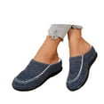 thumbnail image 3 of Wovix Women Men Slip On Moccasin Slippers Indoor Outdoor Warm Fuzzy Comfy House Shoes Fluffy Wide Loafer Slippers Daily Navy 38, 3 of 7