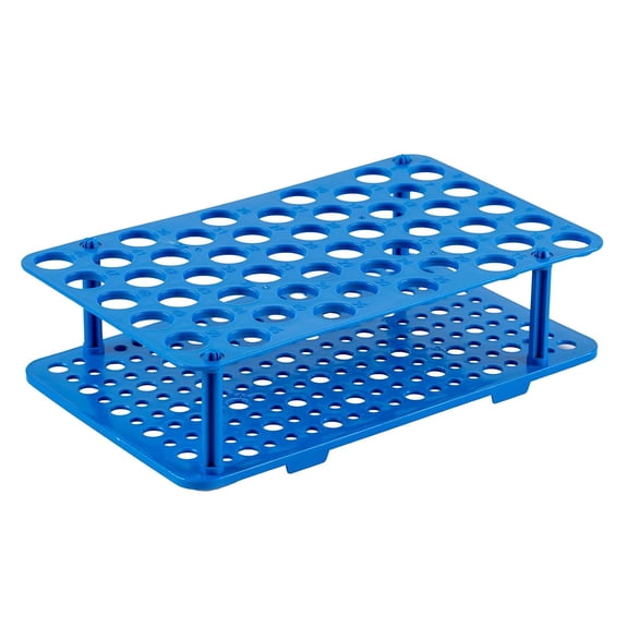 1PCS 50-Well Centrifuge Tube Rack for 15ml Vials, Plastic, Detachable Stand, Blue, Individual Package, φ0.66inch Pore Diameter