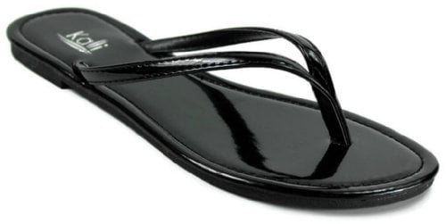black patent flip flops