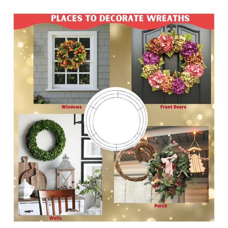 FSSTAM (2)Round Metal Wire Wreath Frame 18 inch, Large Frames