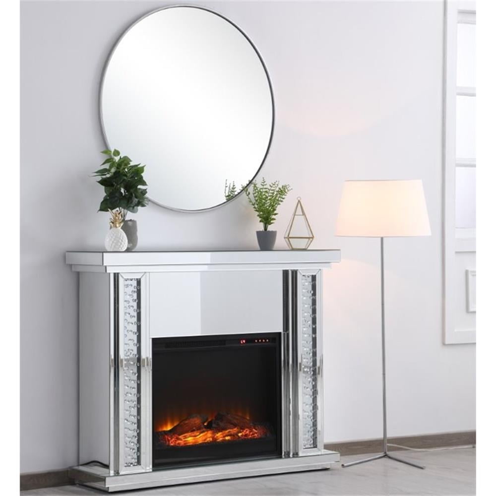 Bowery Hill MDF Clear Electric Fireplace Mantle Rectangular Adjustable LED 47.5" Unassembled