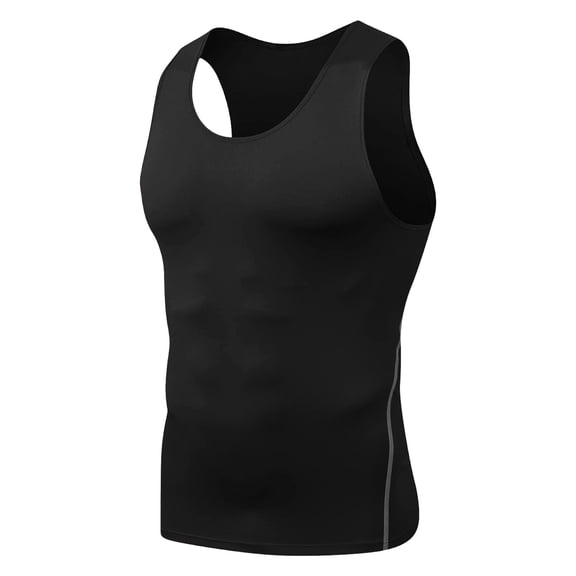 Awwp Mens Tops Men's Compression Shirts Sleeveless Tank Top Athletic Workout Sports Running Base Layer Undershirt Black L