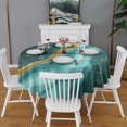 thumbnail image 2 of Teal Gold Marble Pattern Round Tablecloth 60"x60",Wrinkle Wipeable Table Cloth for Kitchen Dining Room Picnic Patio Party, 2 of 6