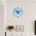 thumbnail image 4 of Battery Operated Analog Wall Clocks Non-Ticking Silent Round Clock Decorative for Office,Kitchen,Bedroom-Beautiful Blue Watercolor Floral Ornament Pattern On White Background(12inch), 4 of 4