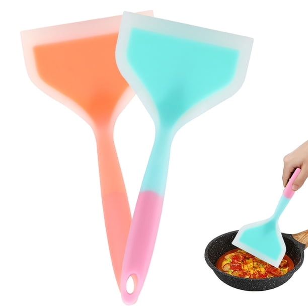 Espátula de silicona para panqueques, espátula para tortillas, espátula para huevos, panqueques de pescado, pizza y filetes, pala ancha y suave para pizza, antiadherente, resistente al calor, para