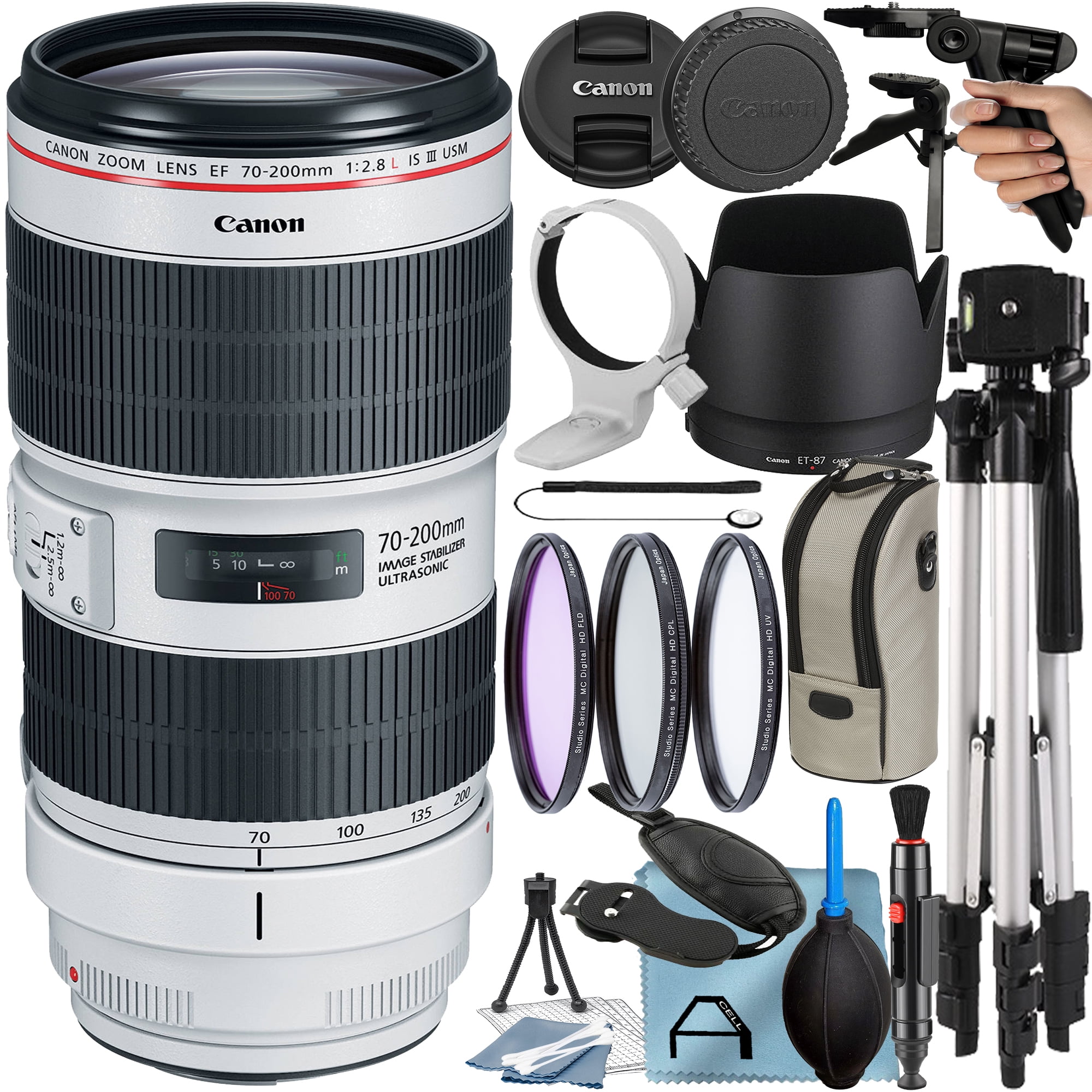 Canon EF 70-200mm f/2.8L IS III USM Lens with Tripod + UV Filter + 