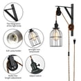 thumbnail image 2 of Applique Murale Rustique Rustique Industrielle Support de Lampe à Poulies, Suspension de Ferme Réglable Suspendue avec Cordon de Branchement - Applique Murale Rétro pour Salon Intérieur Restaurant (2-Pack), 2 of 3