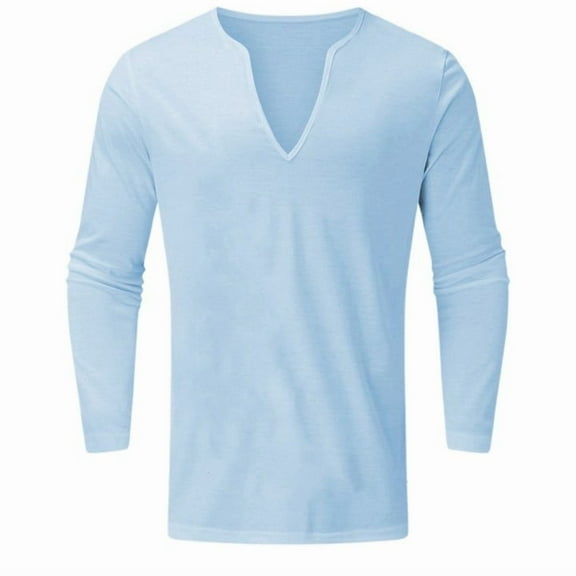 Men T Shirts Casual Thin Breathable Tshirt Quick Dry Solid Color V Neck Long Sleeve Classic Fit Beach Vacation Tshirts Shirts for Men