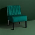 thumbnail image 5 of Reese Green Velvet Accent Chairs (Set of 2) - Mid-Century Modern Design, Wood Legs, Living Room/Bedroom. Comfortable &amp; Stylish. 29.5"x20.8"x34.8", 5 of 6