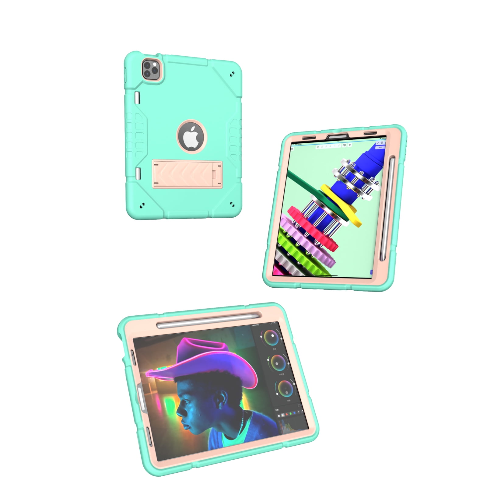 Allytechgroup Heavy Duty Case for Apple iPad 11th Generation 11" 2025 & iPad 10th Generation 10.9" 2022, Rugged Tablet Case with Kickstand Pencil Holder Logo Hole Kids Friendly TPU + PC Cover,Mint
