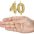 thumbnail image 5 of 40th Birthday Party Supplies Numeral Candles Cake Topper Decoration for Wedding Anniversary, Gold, 5 of 6