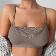 thumbnail image 2 of ZNQHFRE Women’s Solid‑Color Lace Camisole Bralette, Adjustable Thin Straps Everyday Comfort Bra Grey L, 2 of 4