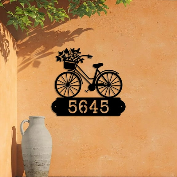 Custom Floral Bicycle Monogram Address Plaque Personalized Address Sign Custom Street Number Sign Metal House Numbers Address
