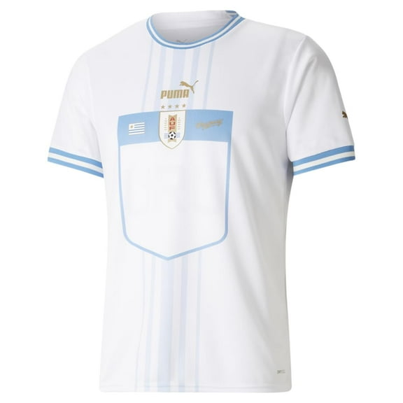 PUMA Uruguay Men's Away Soccer Jersey 2022 White (US, Alpha, Large, Regular, Regular, White)
