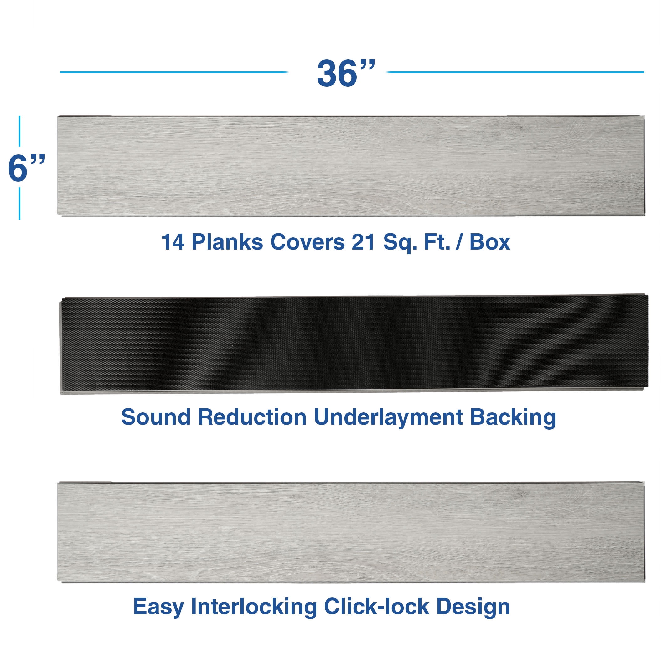 Home Aesthetics Interlocking Vinyl Flooring Planks 36" X 6", 14 Planks Covers 21