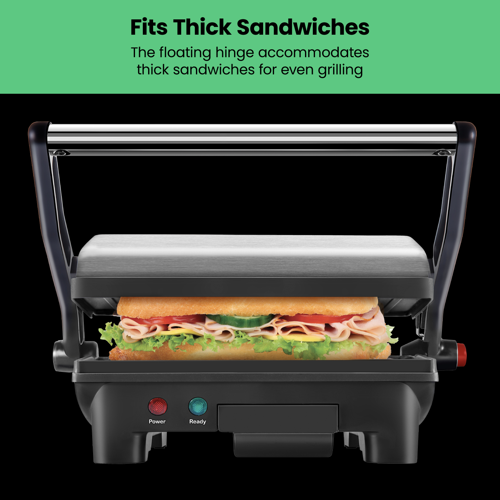 Chefman 3-in-1 Panini Press & Grill, 2-Slice Non-Stick, Opens Flat - Stainless Steel