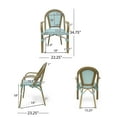 thumbnail image 4 of Cecil Aluminum and Wicker Outdoor French Bistro Chairs, Set of 4, Light Teal, White, and Wood Print, 4 of 8