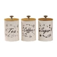 thumbnail image 1 of Tnarru 3 Pieces Kitchen Canisters for Countertop Coffee Tea Sugar Containers Jars Stylish Farmhouse Restaurants Decor Dustproof Lids cartoon, 1 of 8