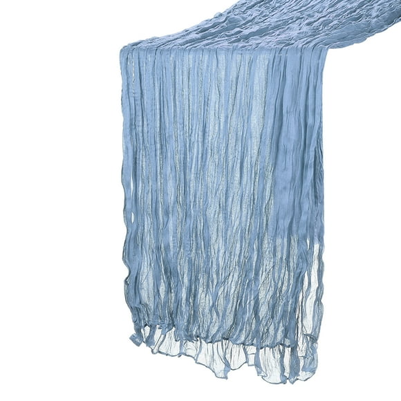 Uxcell 10Ft Cheesecloth Table Runner 35 x 118 Inch Rustic Gauze Tablecloth, Dusty Blue