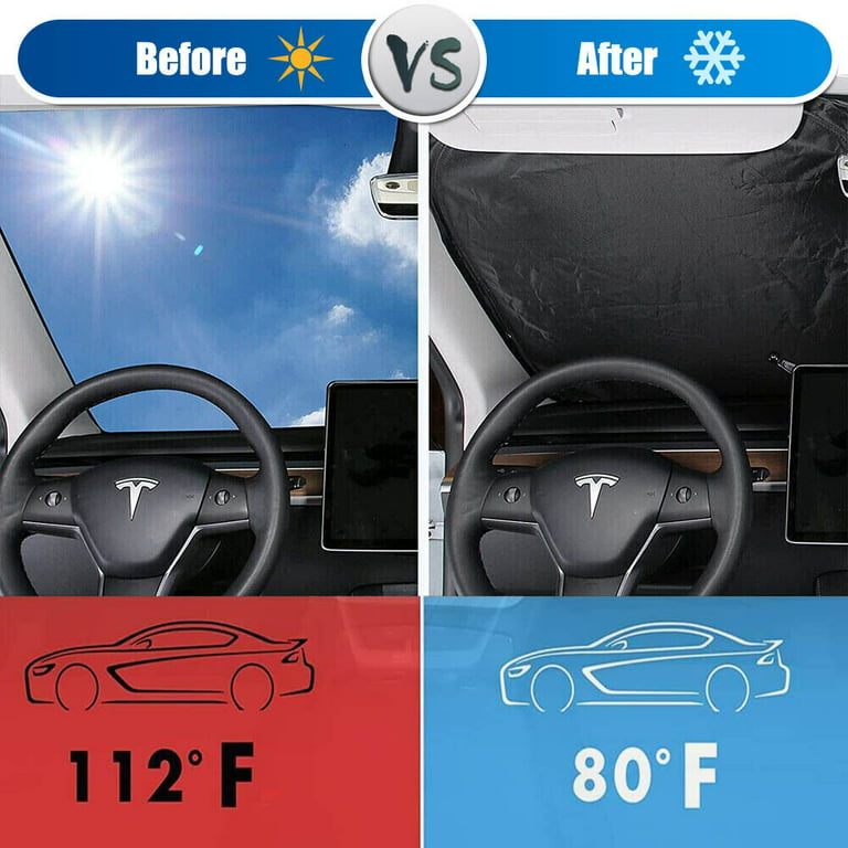 IC ICLOVER 2016-2023 Tesla Model Y Model 3 Windshield Sunshade Folding  Front Window Sun Shade Cover Heat Protection Visor 