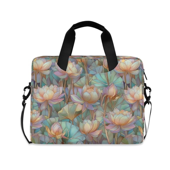 FORMRS 16" Laptop Bag Carrying Sleeve Case with Handle Travel Shoulder Briefcase, Colorful Water Lilies Pattern