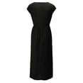 thumbnail image 3 of Vestido informal de lino sin mangas para mujer con bolsillos - Vestido midi de verano holgado con cuello redondo, 3 of 6