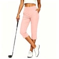 thumbnail image 2 of Hurxie Women’s Capri Pants – Pull-On Tummy Control Capris with 4-Way Stretch, Pockets for Women Pink,2XL, 2 of 6