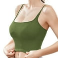 thumbnail image 4 of DuoJiaJ Women's Comfortable And Summer New Square Neck Rib Sports Breathable Fitness Tank Top Bra Wireless Bras Green, 4 of 5