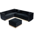 thumbnail image 3 of Velvet Modern - Vertical Channel Foot Rest For Living Room, Black Velvet,, 3 of 3