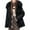 Black, variant on Women's Winter Puffer Coat Solid Color Fleece Lined Full Zip Hooded Down Jackets Warm Outwear Jackets with Pockets