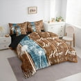 thumbnail image 3 of Feelyou Brown Wooden Plank Bedding Comforter Set 7 Pieces, Retro Western Lake House Full Bedding Set, Rustic Dandelion Reversible Fitted Sheet Flat Sheet, Breathable Home Decor, 3 of 7