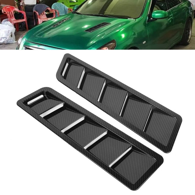 Hood Air Intake Panel Hood Air Vent Hood Air Louver Car Exterior Trim Car Hood Air Intake Louver Panel Engine ABS Cooling Vent Cover Trim AccessoryCarbon Fiber
