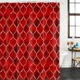 thumbnail image 3 of Red Geometric Waterproof Fabric Shower Curtain,Modern Morocco Abstract Art Waterproof Fabric Shower Curtain for Bathroom Curtains Bathtubs Hotel Shower Curtains with 12 Hooks Extra Long 72x96, 3 of 8