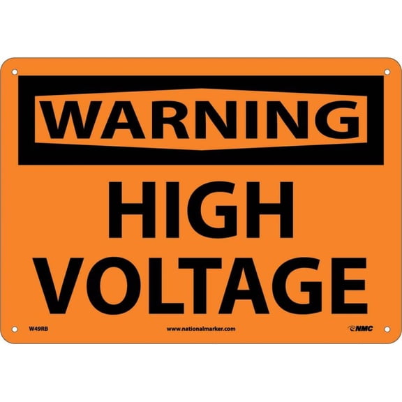 NMC Signs W49Rb, Warning High Voltage Sign, 10 X 14, Rigid Plastic .050