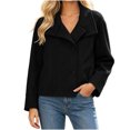 thumbnail image 2 of WIZUTIZ Women's Solid Color Button Front Jacket Turn Down Collar Long Sleeve Loose Casual, 2 of 7