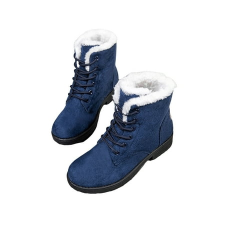 

Lacyhop Boots Warm Winter Women Ankle Boots Booties Combat Lace Up Shoes