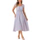 thumbnail image 2 of Vestido Maxi Flare de Cuello Cuadrado Floral para Mujeres con Cintura Elástica L Púrpura, 2 of 6