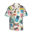 thumbnail image 2 of Balery Playing Video Games Print Men's Hawaiian Shirts Short Sleeve Beach Shirt Relaxed Fit Vacation Button Down Shirts-Large, 2 of 9