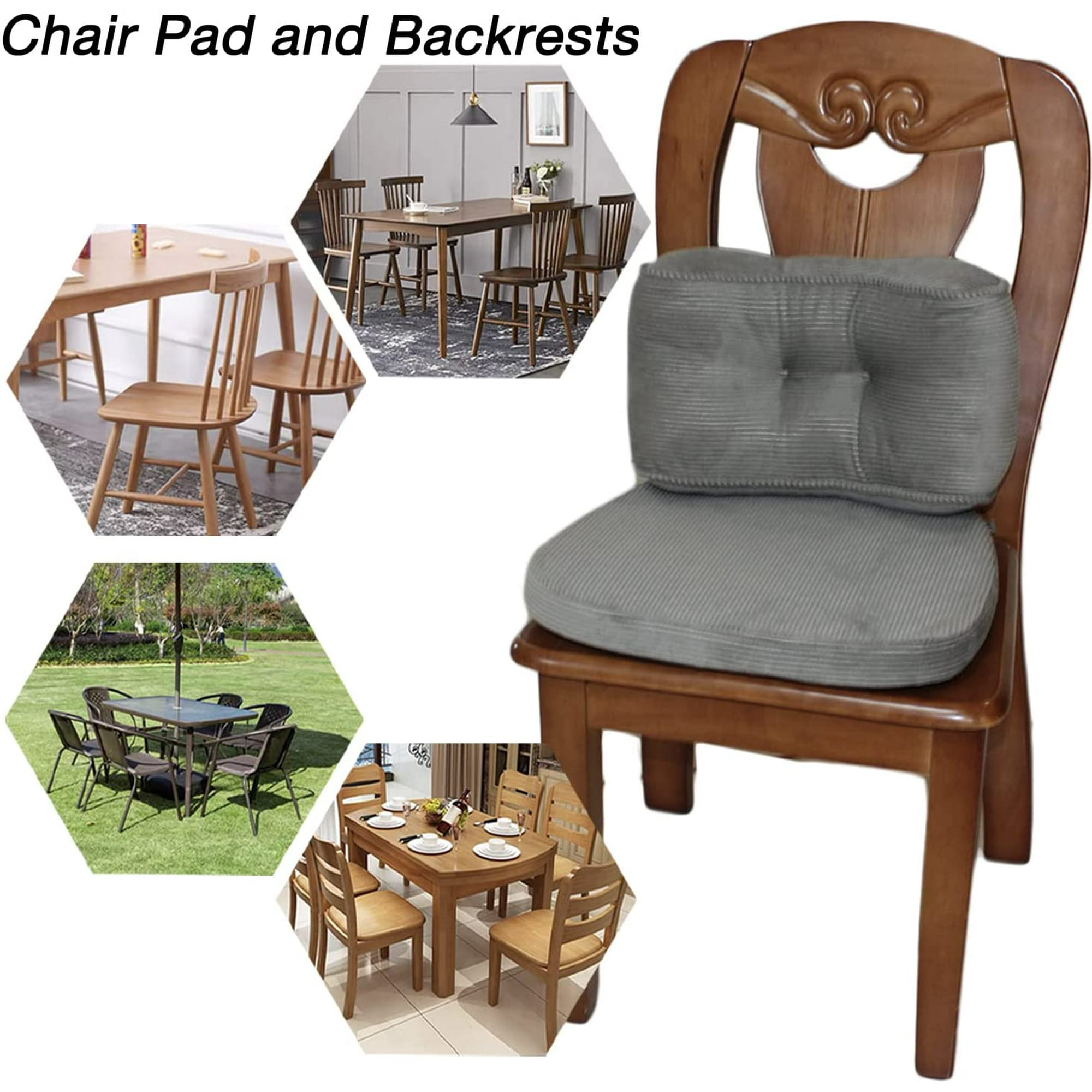 FFIY Chair Pad and Lumbar Support with Ties for Dining Chair No Slip Memory Foam Chair Cushion and Kitchen Seat Pad with Back and Machine Washable Cover 16.5 x 16.2 in