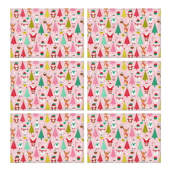 Christmas Dining Placemats Set of 6, 12x17 Inch Plastic Table Mats - "Let it Snow" Winter Theme for Holiday Party Indoor Outdoor Use