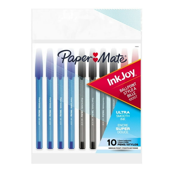 Paper Mate InkJoy 100ST Ballpoint Pens, Medium Point (1.0 mm), Assorted Colours, 10 Count