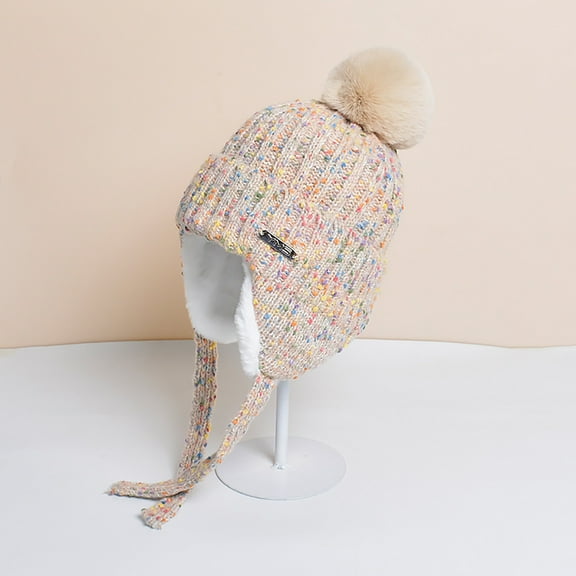 Neewe Winter Hats for Women Knit Beanie Soft Warm Fleece Lined Long Ear Straps Snow Ski Cap