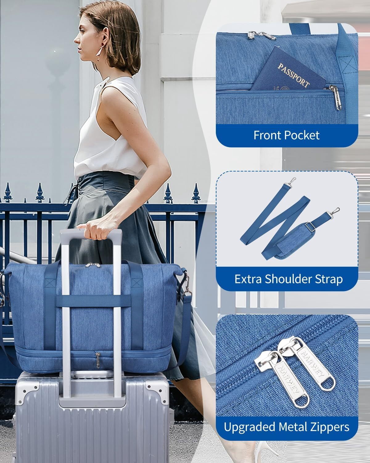 Travel Duffel Bag for Spirit Airlines Personal Item Bag 18x14x8 Underseat Carry on Cabin Bags Underseat, Expandable Weekend Overnight for Women Men