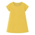 thumbnail image 4 of TQWQT Girls Dresses Summer Short Sleeve Girls Yellow Dress Size 10-12 Crewneck Skater Dress Cute Kids Tween Girls T-Shirt Dress Yellow 110, 4 of 6