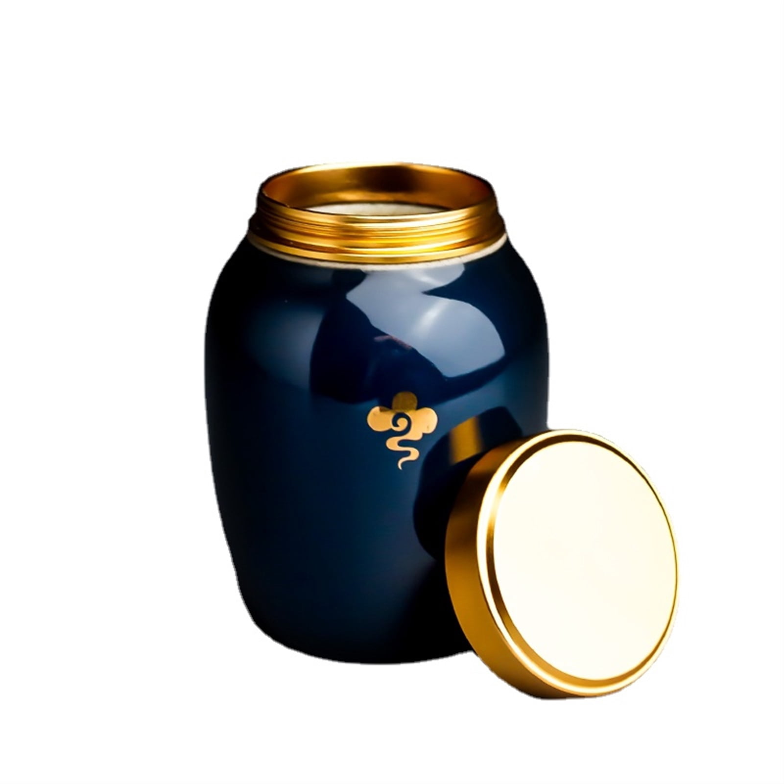 Hand Maderetro Ji Blue Ceramic Mini Pet Urn Can Small Sealed Can
