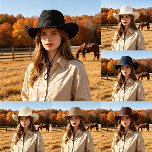 LILIYA Packable Western Cowboy Hat for Women and Men, Lightweight Travel Hats with Adjustable Fit, Wide Brim Sun Protection Headwear for Camping Hiking and Holiday Trips