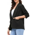 thumbnail image 4 of INSPIRE CHIC Work Office Blazer for Women's Shawl Collar Ruched 3/4 Sleeves Dressy Suit Blazer XS Black, 4 of 5
